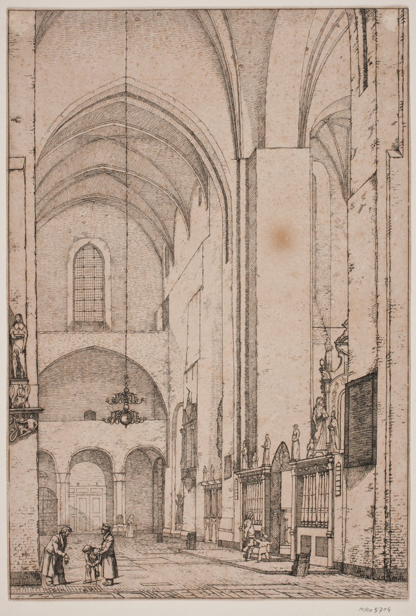 Dinamarquês: Prospeto do interior do transepto norte da Catedral de Aarhus de Christen Købke