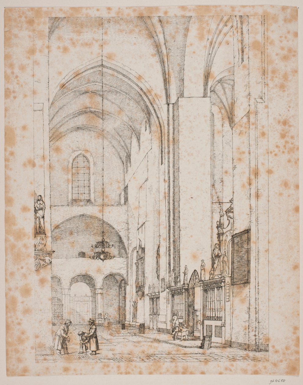 Dinamarquês: Prospeto do interior do transepto norte da Catedral de Aarhus de Christen Købke