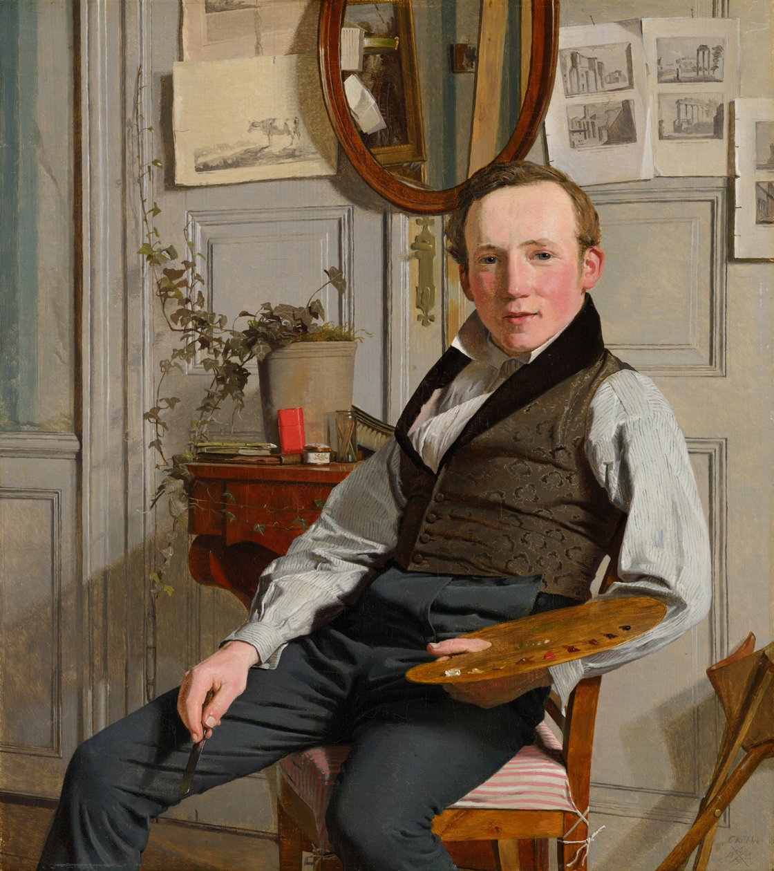 Holandês: Retrato do pintor paisagista Frederik Sødring Retrato de Frederik Sødring de Christen Købke