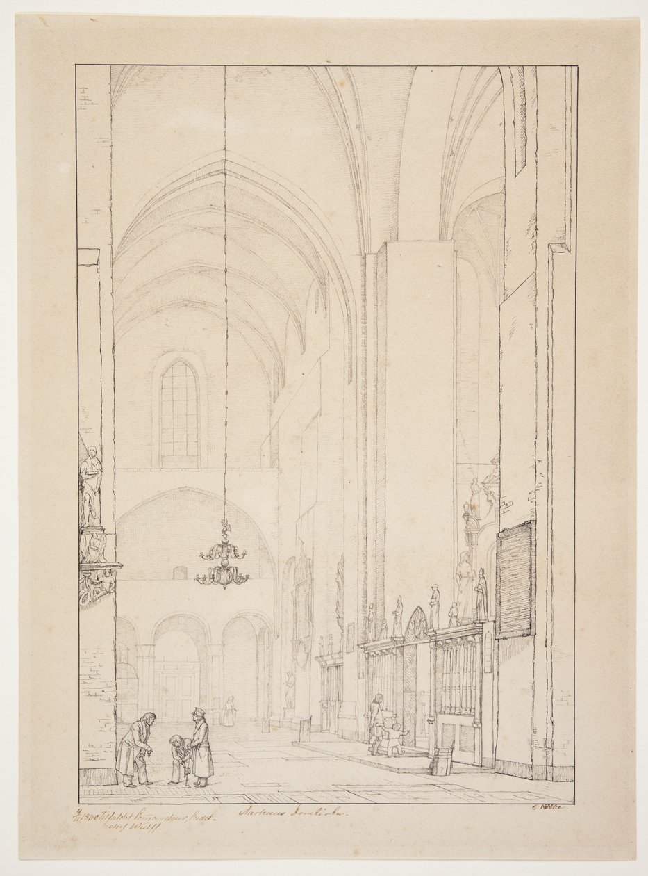 Modelo para "Prospecto do interior do braço transversal norte da Catedral de Aarhus" de Christen Købke