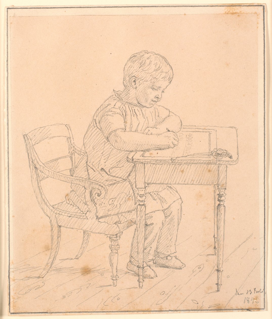 O filho do artista, Peter, escrevendo em um quadro-negro de Christen Købke