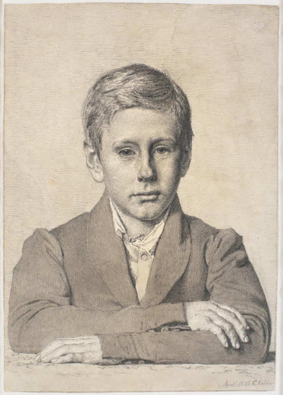 Retrato do lenhador Henrik Clausen (1825-1904) quando criança de Christen Købke