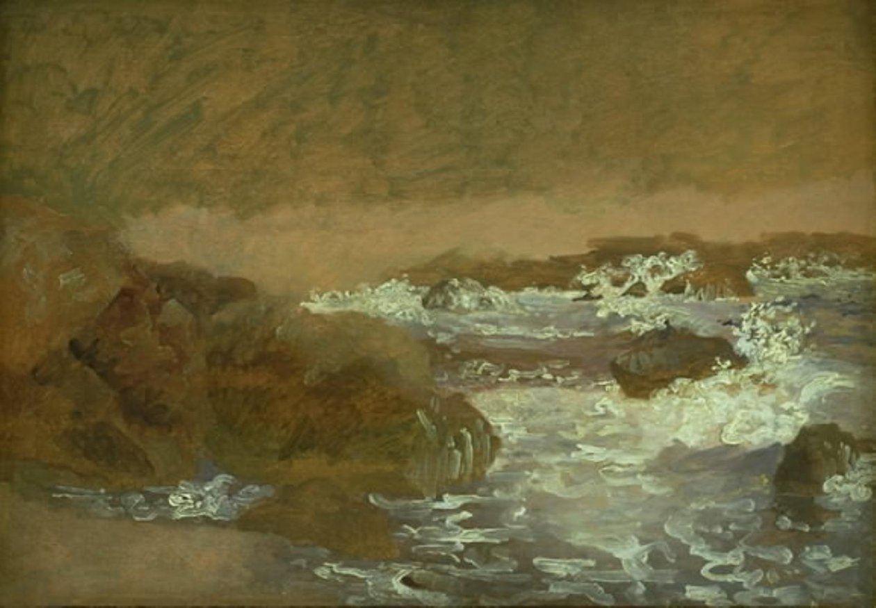 Surf em uma costa rochosa, Marina Piccola, Capri de Christen Købke