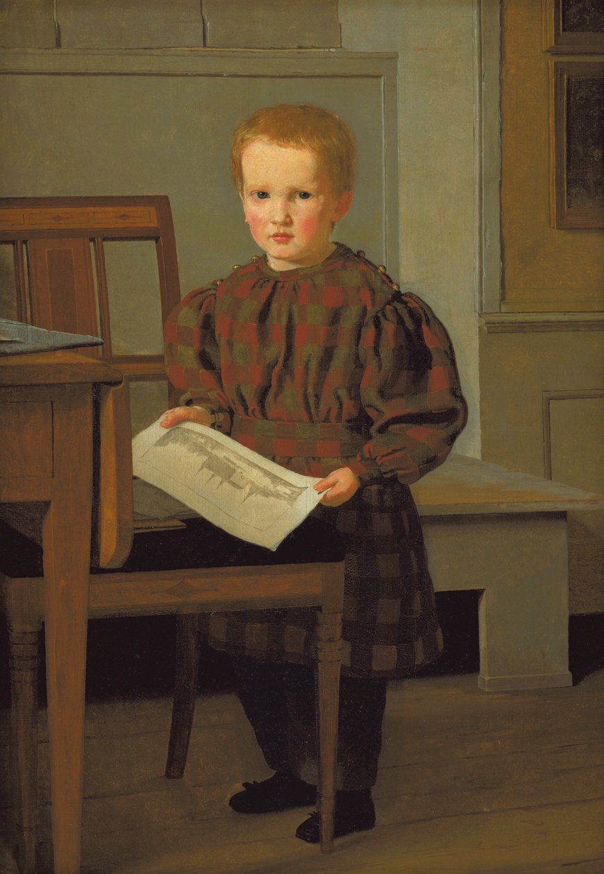 O pintor C.W. Eckersberg Filho Julius no estúdio de seu pai de Christen Købke