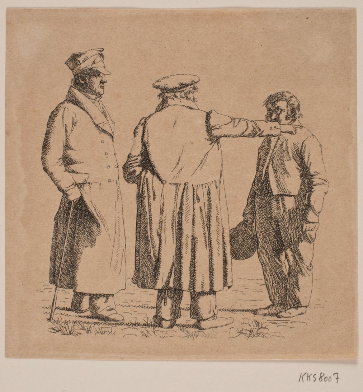 Três figuras de retrato, mestre padeiro Købke, major Krohn e sargento escravo Sprøch de Christen Købke