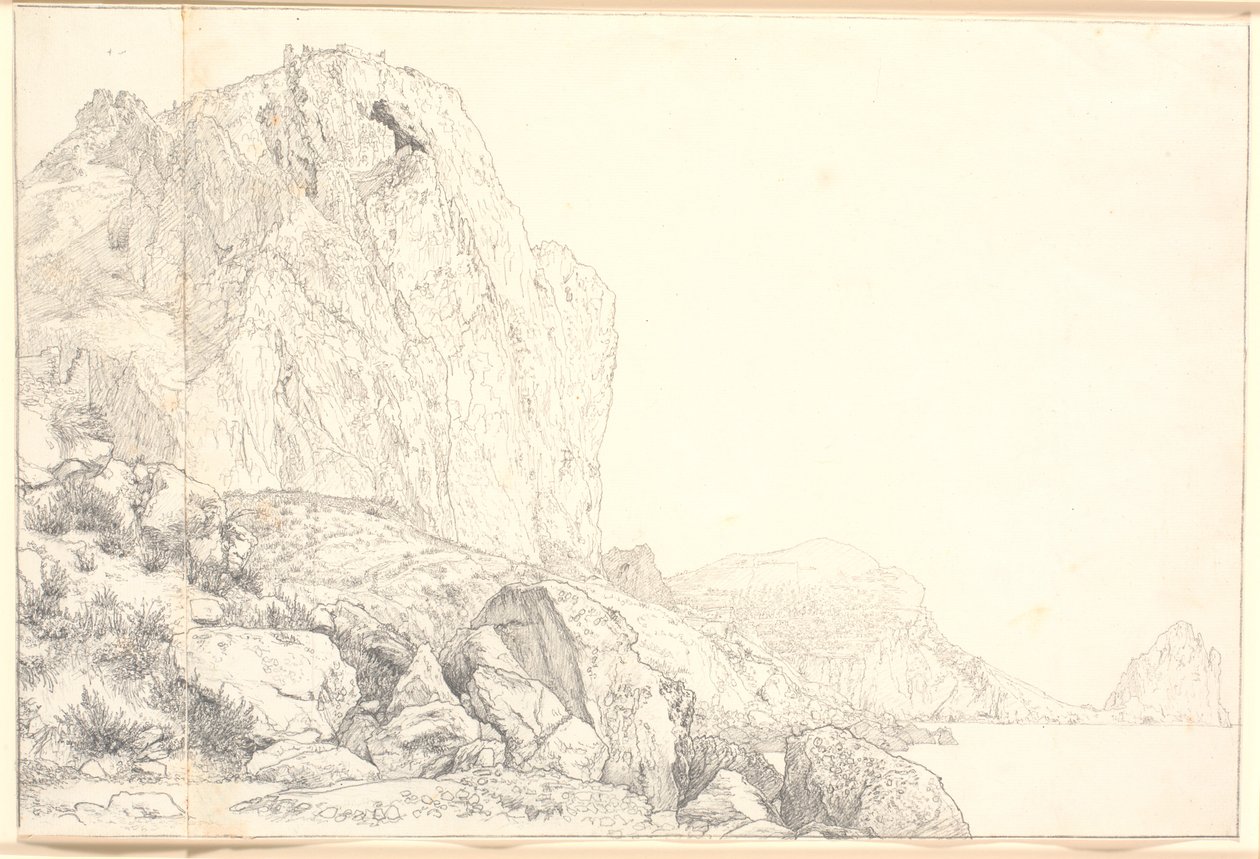 Vista da costa perto de Marina Piccola em Capri de Christen Købke