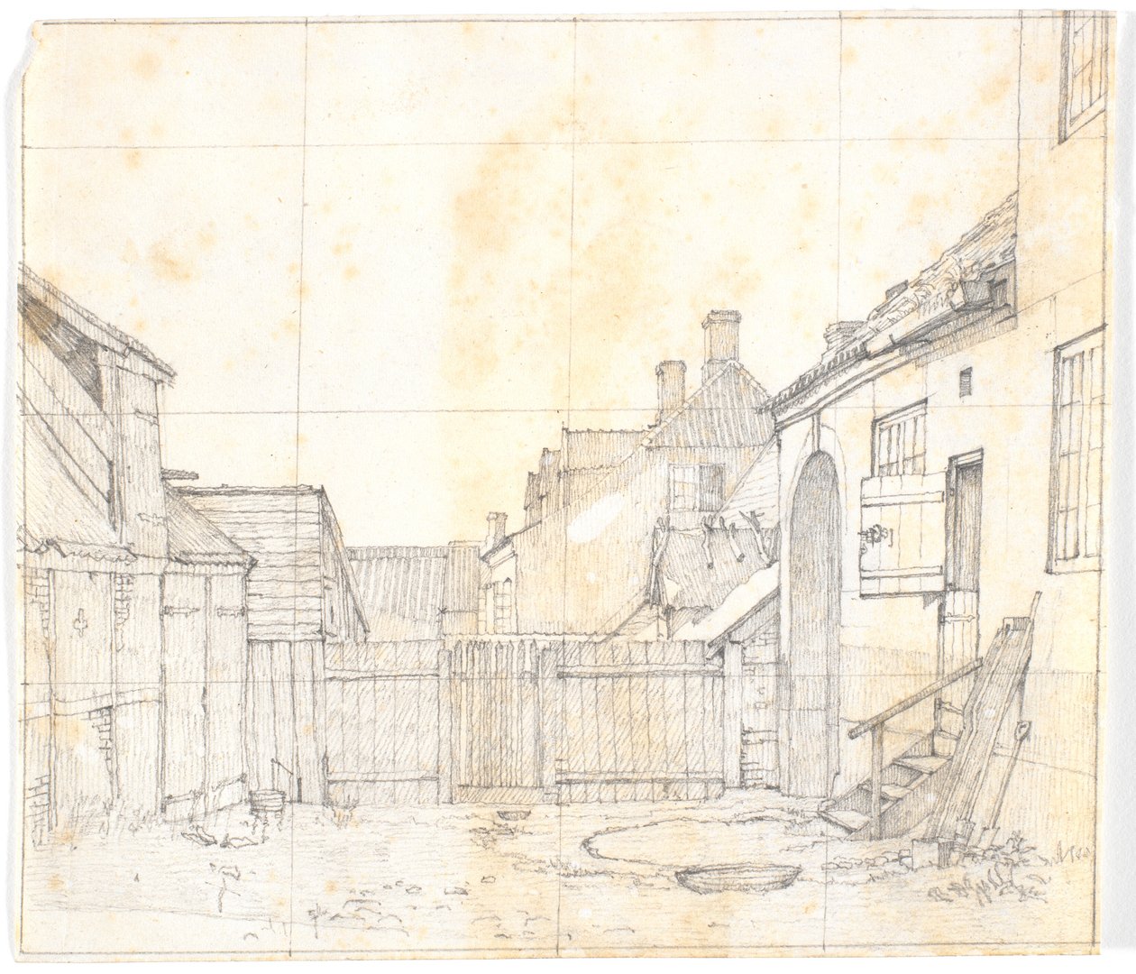 Interior de pátio de uma cidade de província (Hillerød?) de Christen Købke