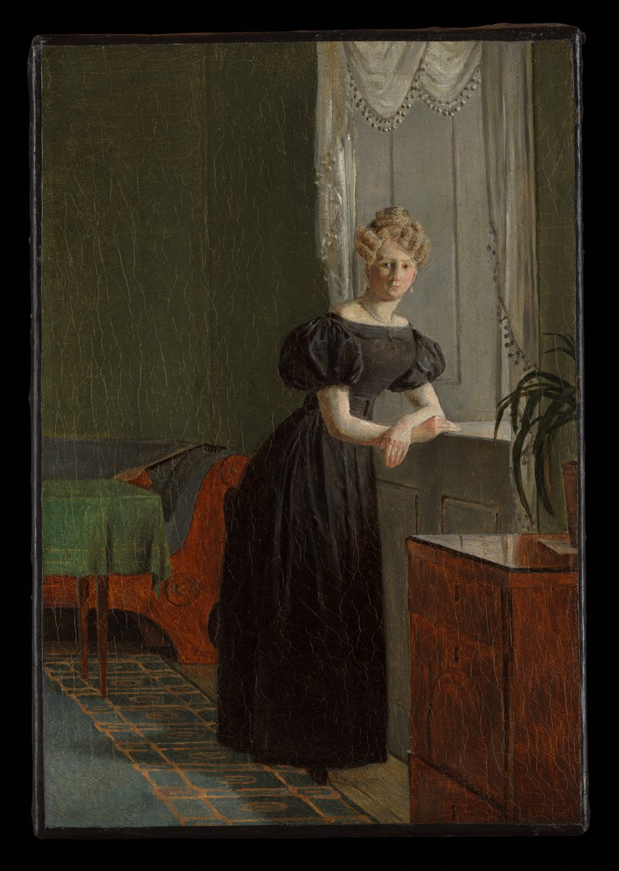 Sophie Købke (mais tarde Sophie Krohn, 1807-1853), irmã do artista, no salão de Kastellet de Christen Købke