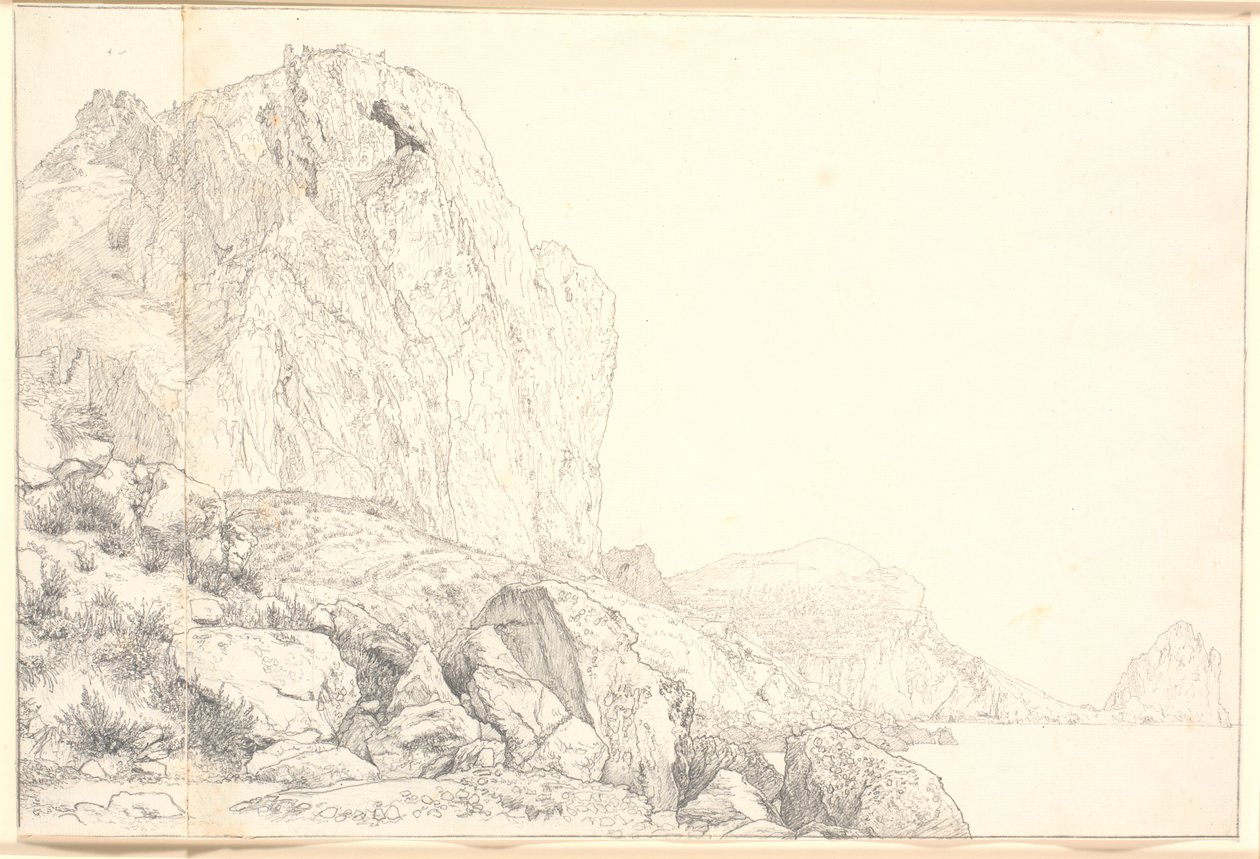 Vista da costa perto de Marina Piccola em Capri de Christen Købke