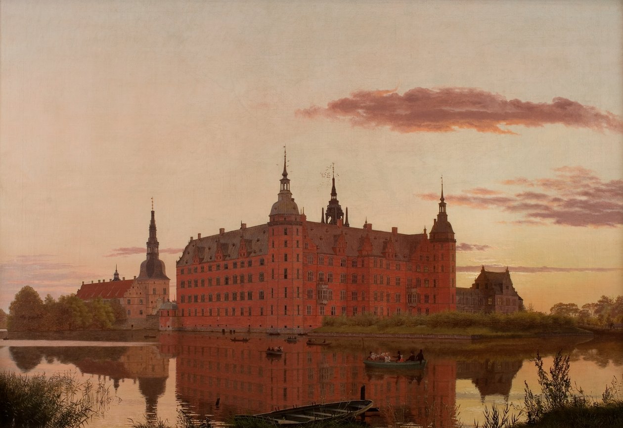 Palácio de Frederiksborg visto de Jægerbakken, à noite de Christen Schjellerup Kobke