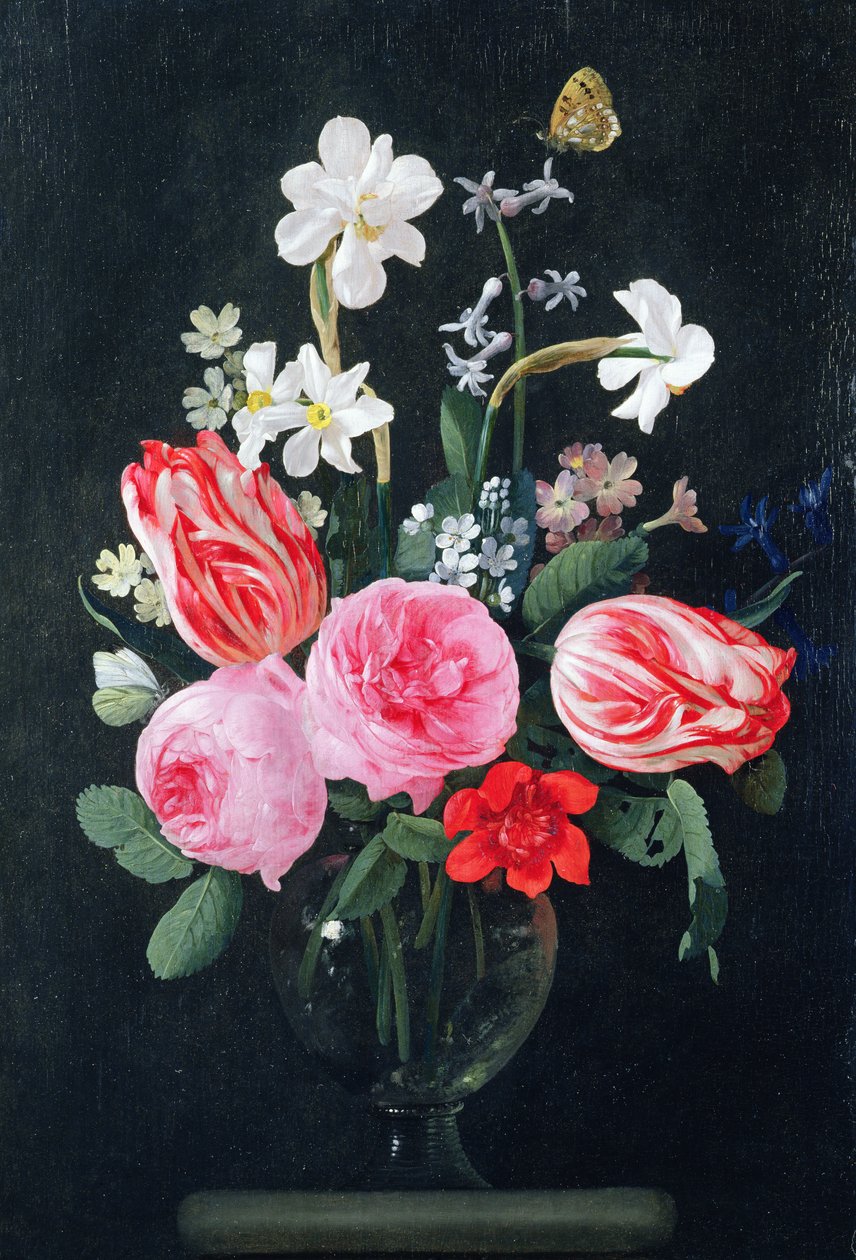 Rosas, narcisos, tulipas e outras flores de Christiaan Luykx or Luycks