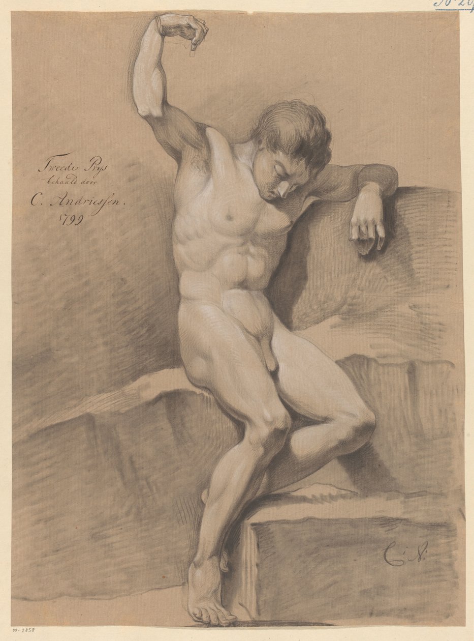 Nu masculino sentado, vista frontal (2º preço 1799) de Christiaan Andriessen