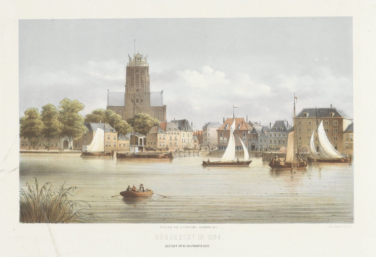 Vista de Dordrecht
Vista do Vuilpoortszijde (título sobre o objecto)
Vista de Dordrecht em 1864 (título da série sobre o objecto) de Christiaan Bos