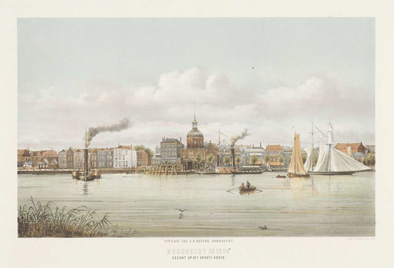 Vista do Groothoofdspoort em Dordrecht
Vista do Groote Hoofd (título sobre o objecto)
Dordrecht em 1864 (título da série sobre o objecto) de Christiaan Bos
