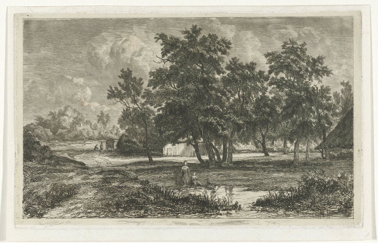 Paisagem com casa de campo entre árvores de Christiaan Immerzeel