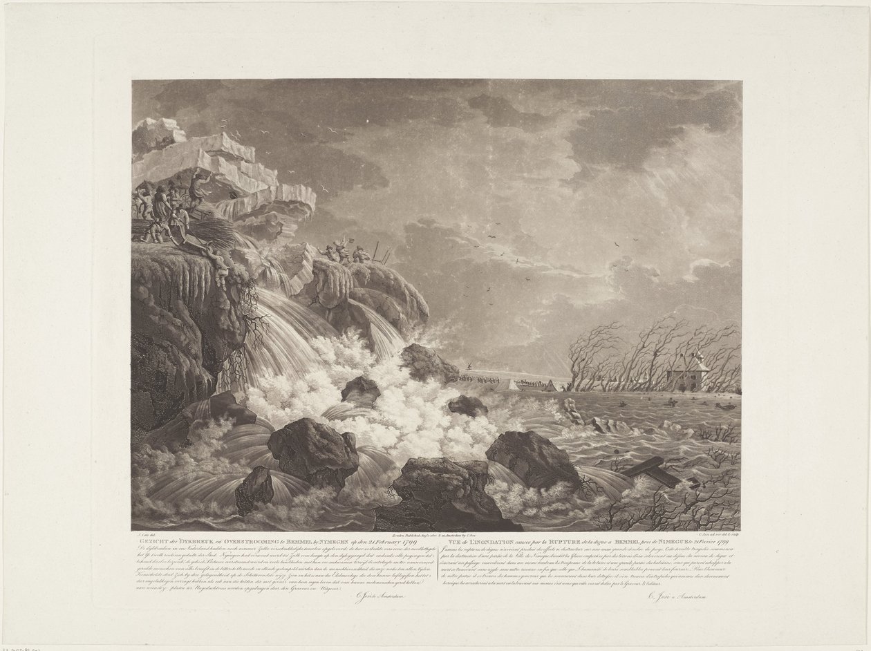 Vista da Dykrupture and Flooding at Bemmel por Nymegen em 21 de fevereiro de 1799 / Vue de L