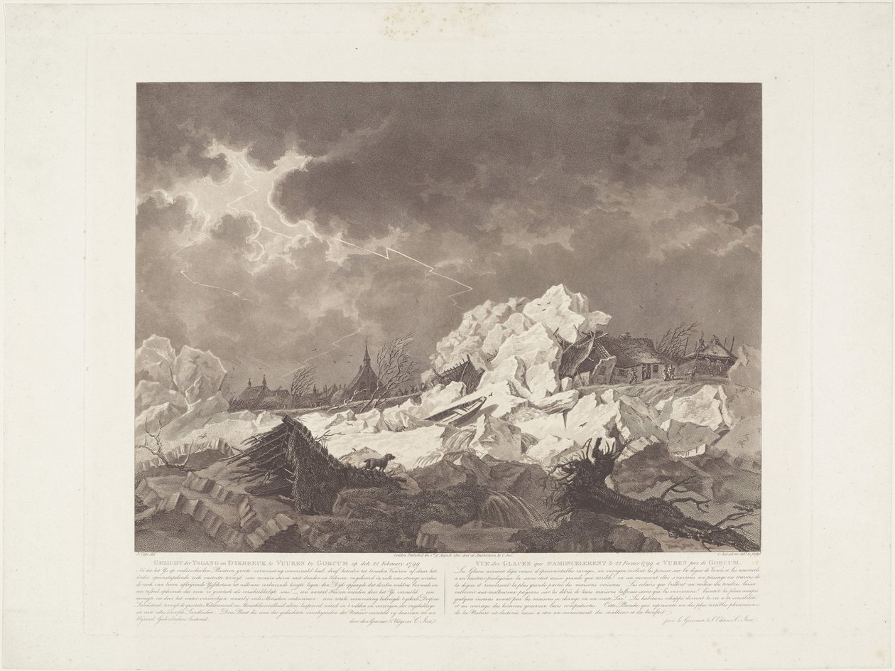 Vista do Ysgang e Dykbreak em Vuuren por Gorcum em 22 de fevereiro de 1799 / Vue des Glaces qui S
