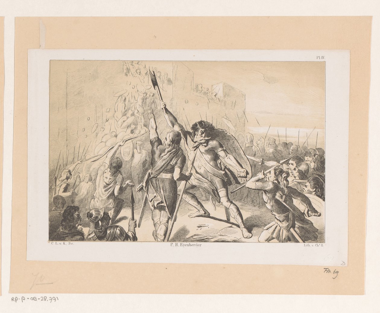 Claudius Civilis bestormt de Romeinse legerplaats Vetera de Christiaan Lodewijk van Kesteren