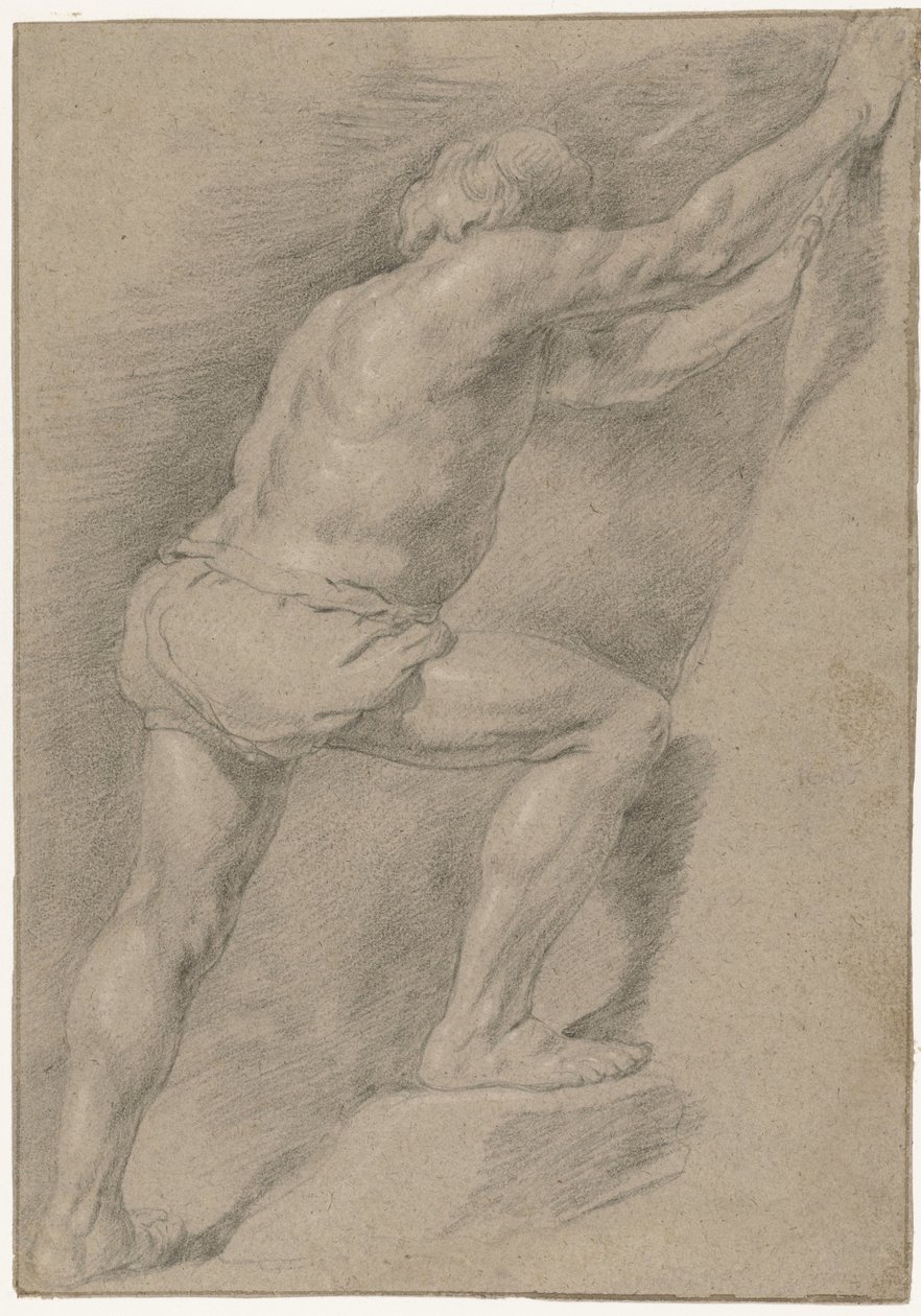 Estudo de um homem nu com a perna levantada de Christiaen Gillisz. van Couwenberg (attributed to)