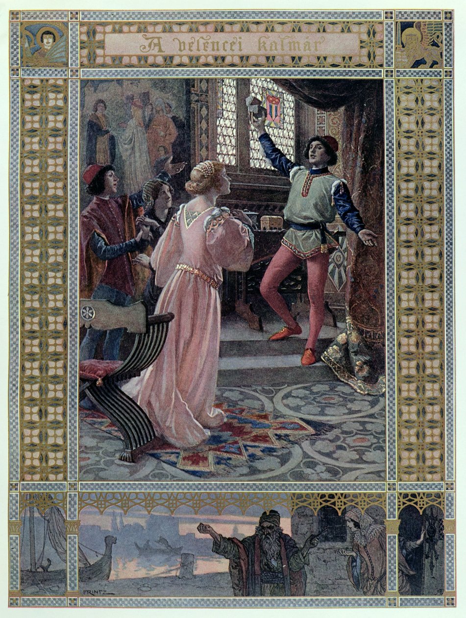 Ilustração de &39;O Mercador de Veneza&39; de William Shakespeare (1565-1616) c.1900 de Christian August Printz
