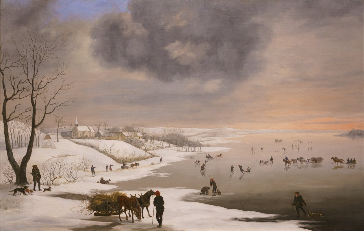 Paisagem de inverno com a Igreja de Brabrand de Christian David Gebauer