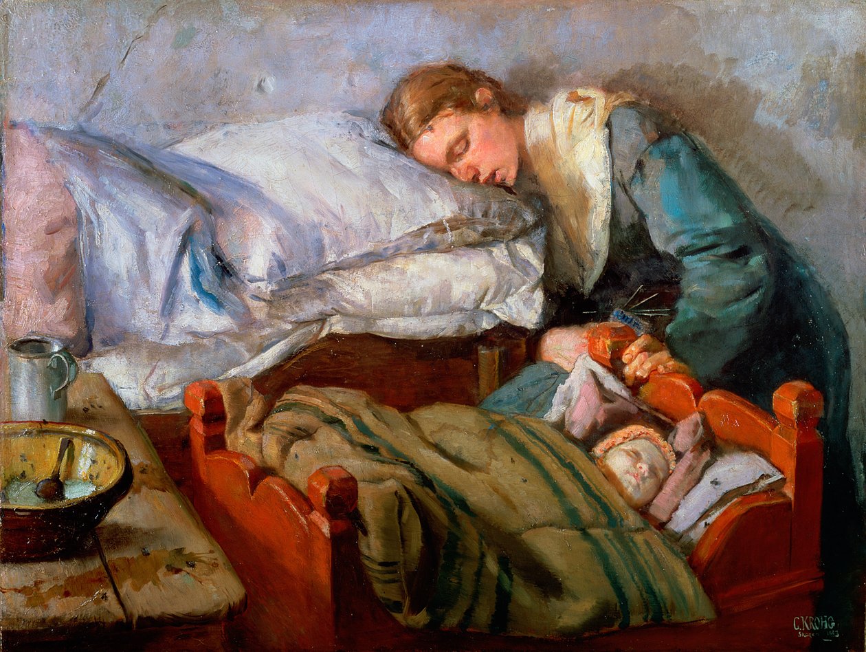 Mãe adormecida, 1883 de Christian Krohg
