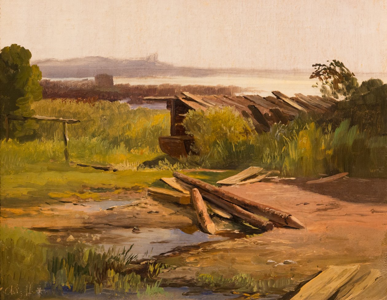Paisagem junto ao rio ou Paisagem junto ao lago na Baviera, Alemanha de Christian Ernst Bernhard Morgenstern