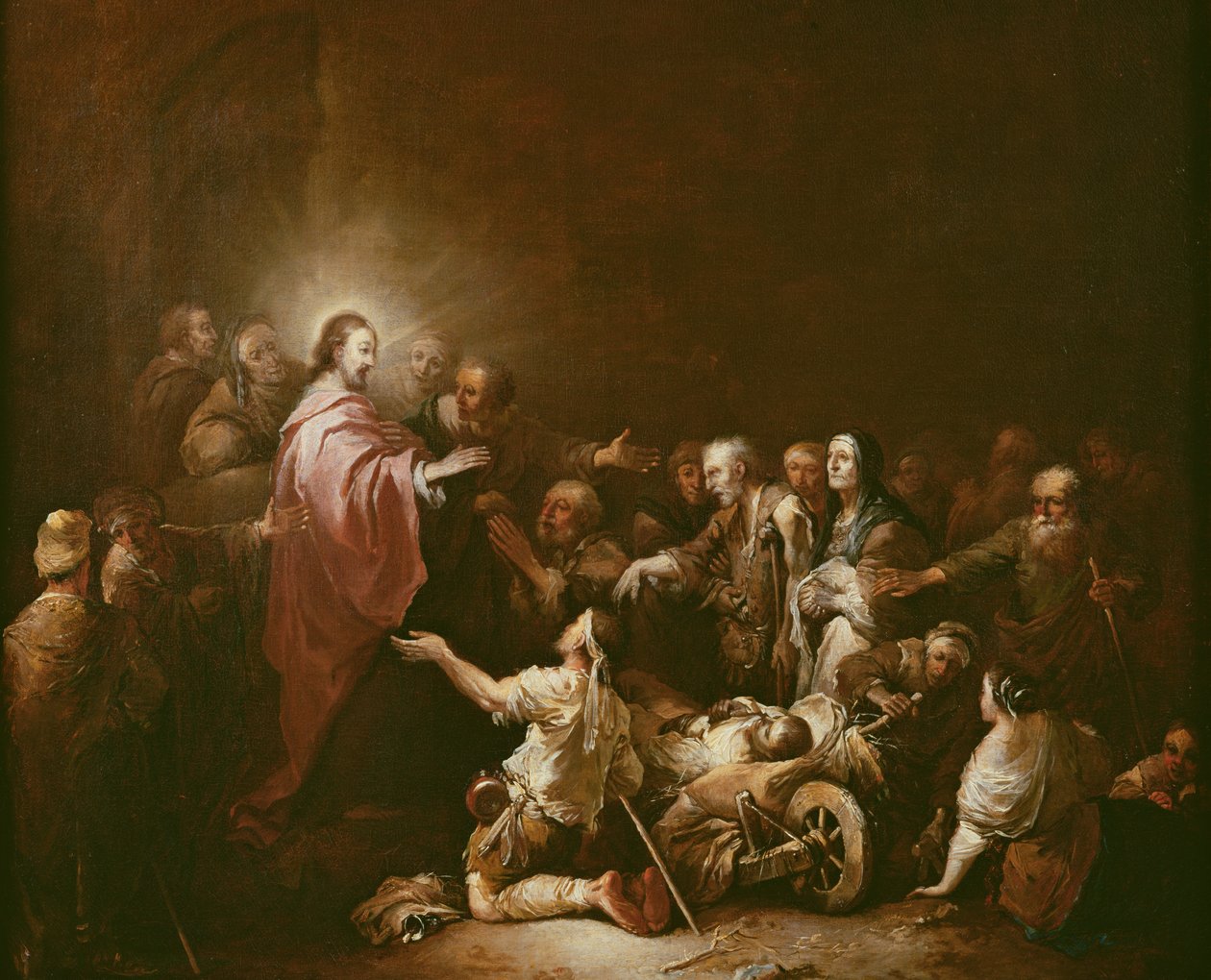 Jesus abençoando o doente de Christian Wilhelm Ernst Dietrich