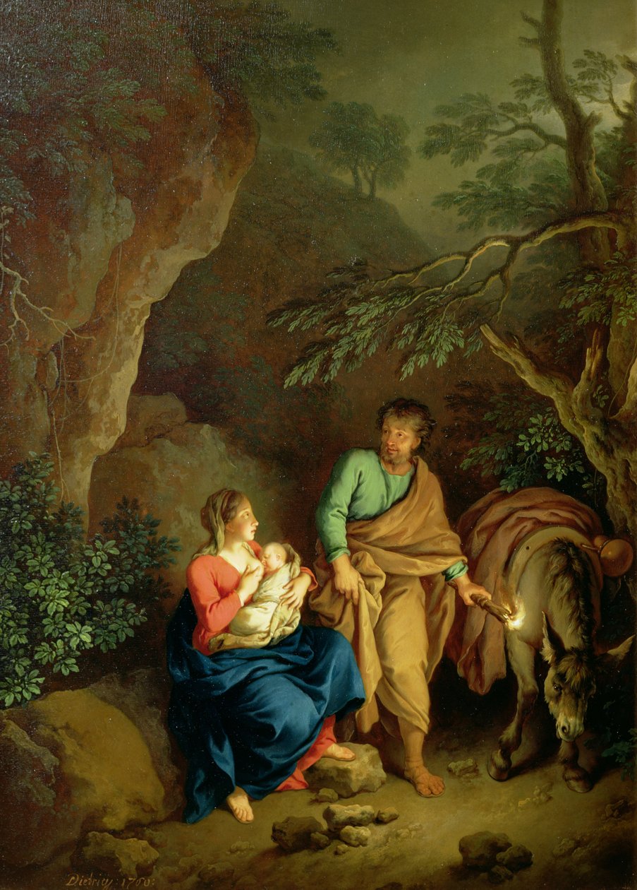 Descanse no vôo para o Egito, 1760 (painel) de Christian Wilhelm Ernst Dietrich