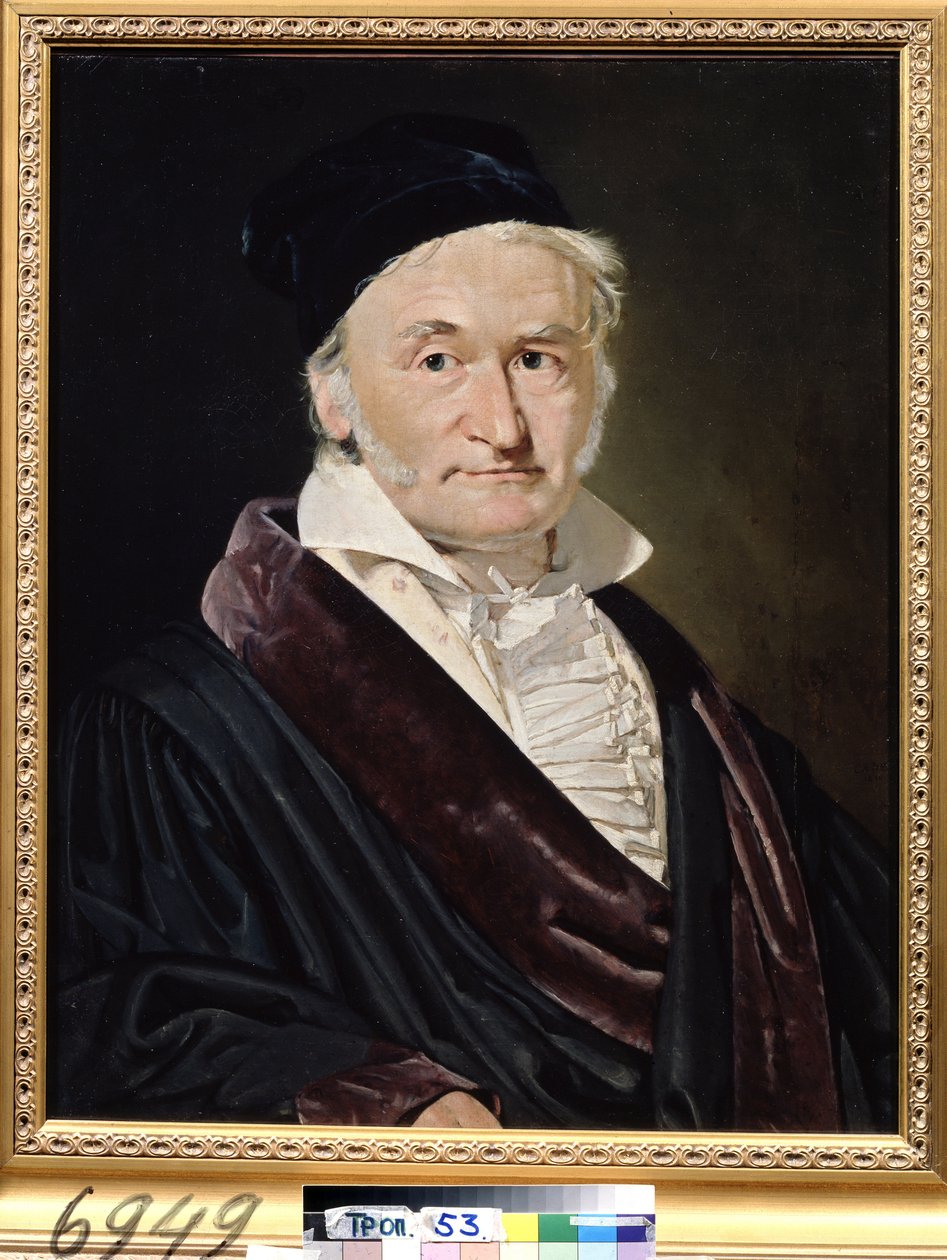 "Portrait du scientifique allemand Karl (Carl) Friedrich Gauss (1777-1855)" (Retrato do matemático, astrónomo e físico Carl Friedrich Gauss (1777-1855)) Peinture de Christian Albrecht Jensen (1792-1870) 1840 Dim. 66x52 cm Musee Pouchkine, M de Christian Albrecht Jensen