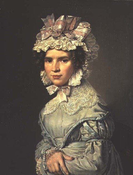 Retrato de uma Senhora com um vestido azul de Christian Albrecht Jensen