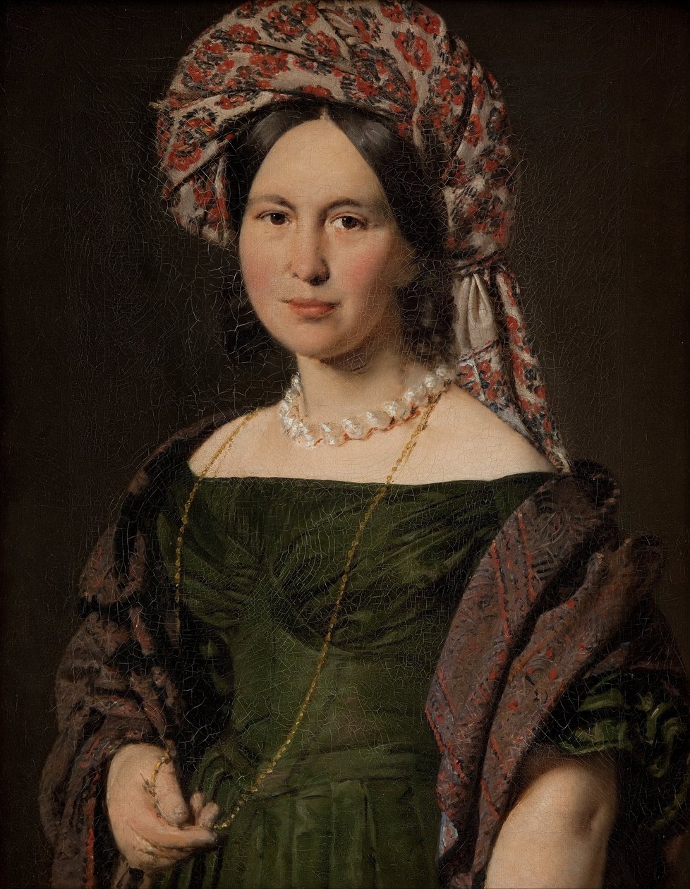Cathrine Jensen, nascida Lorenzen, a mulher do artista que usa um turbante de Christian Albrecht Jensen