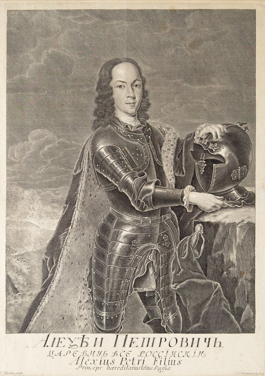 Retrato de Tsarevich Alexei Petrovich da Rússia 1690-1718, c. 1740 de Christian Albrecht Wortmann