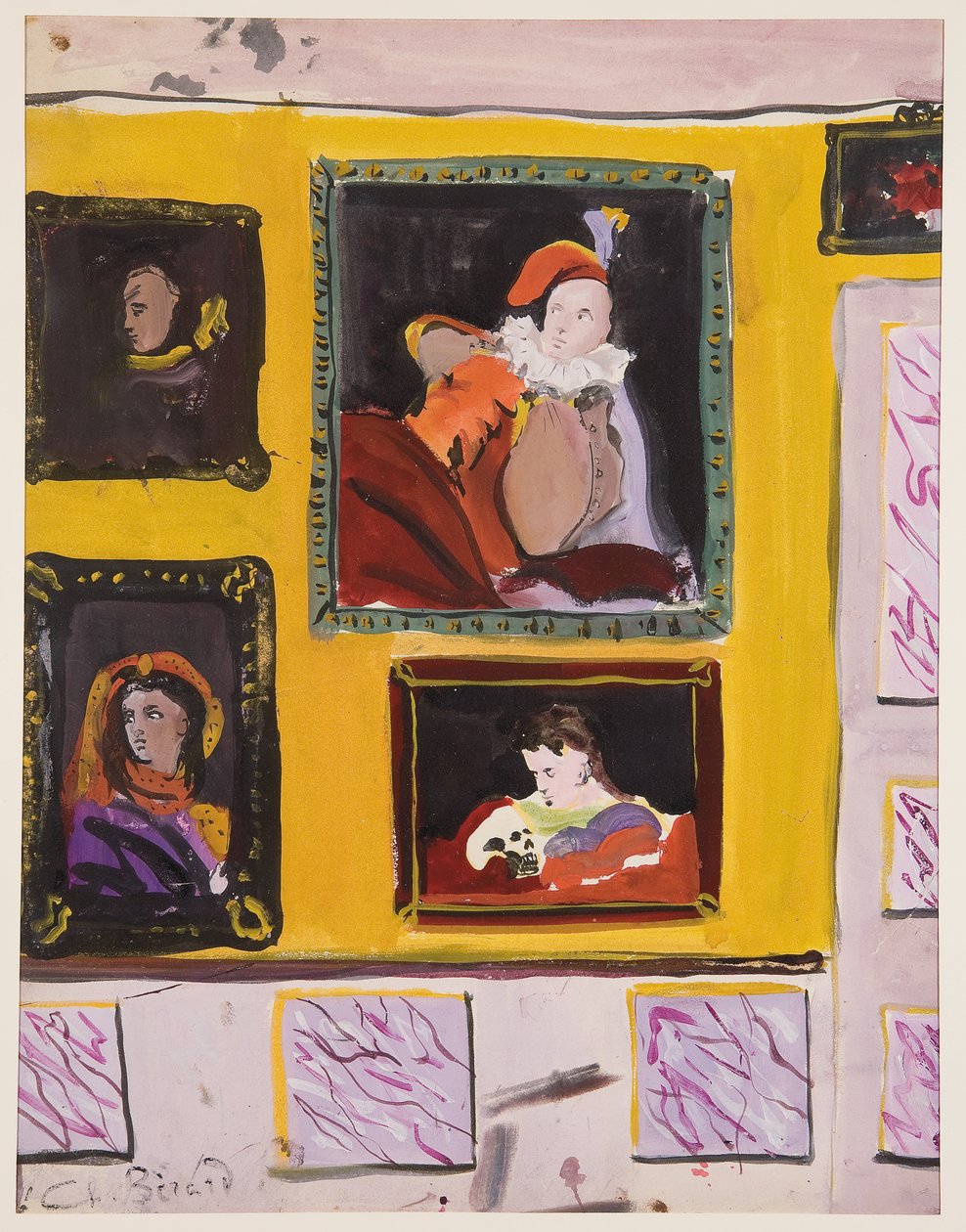 Personagens com fantasia, c.1935-45 (guache em papel) de Christian Bérard