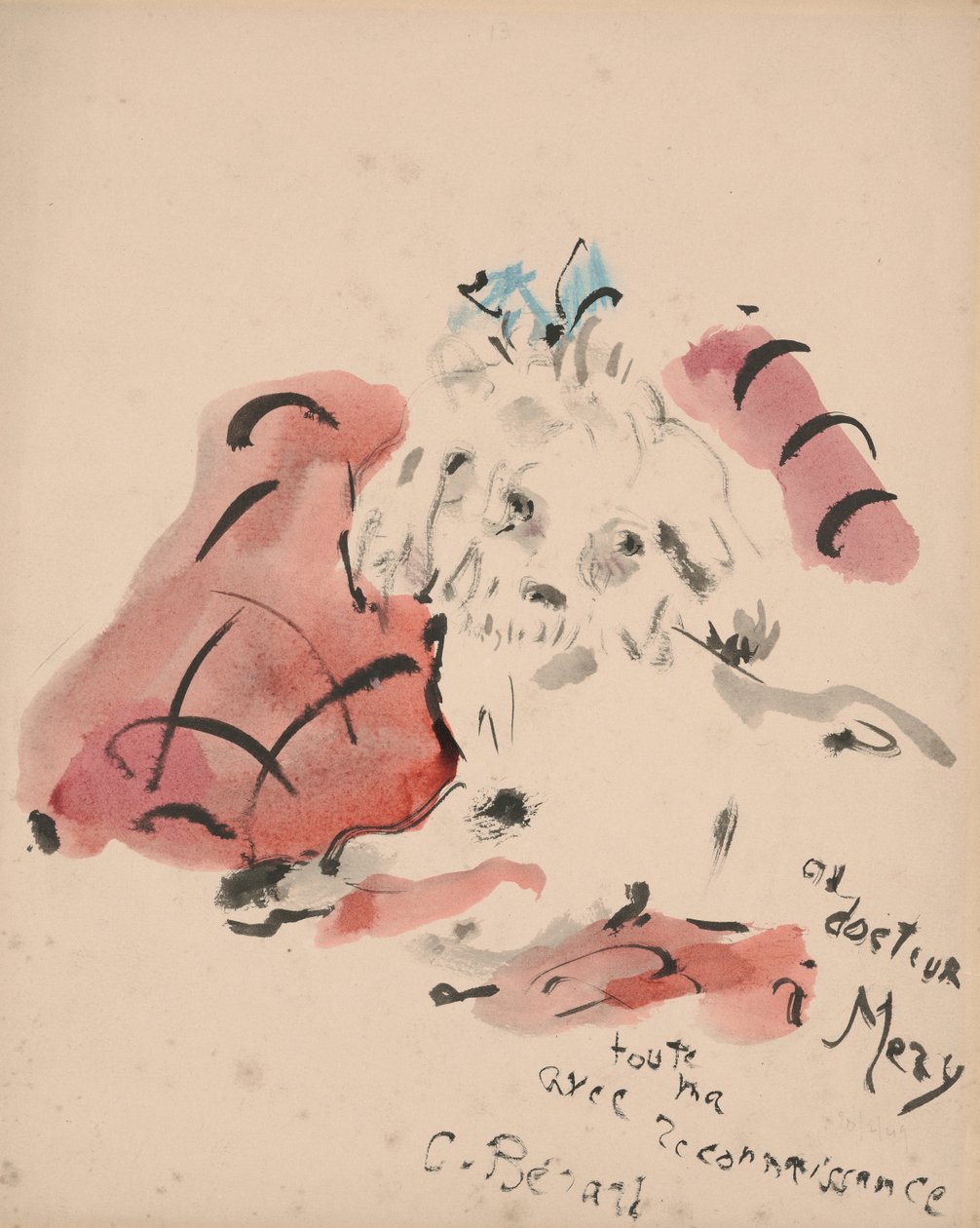 Petit chien (reto) (pastel de óleo, aguarela e pincel e tinta sobre papel) de Christian Bérard