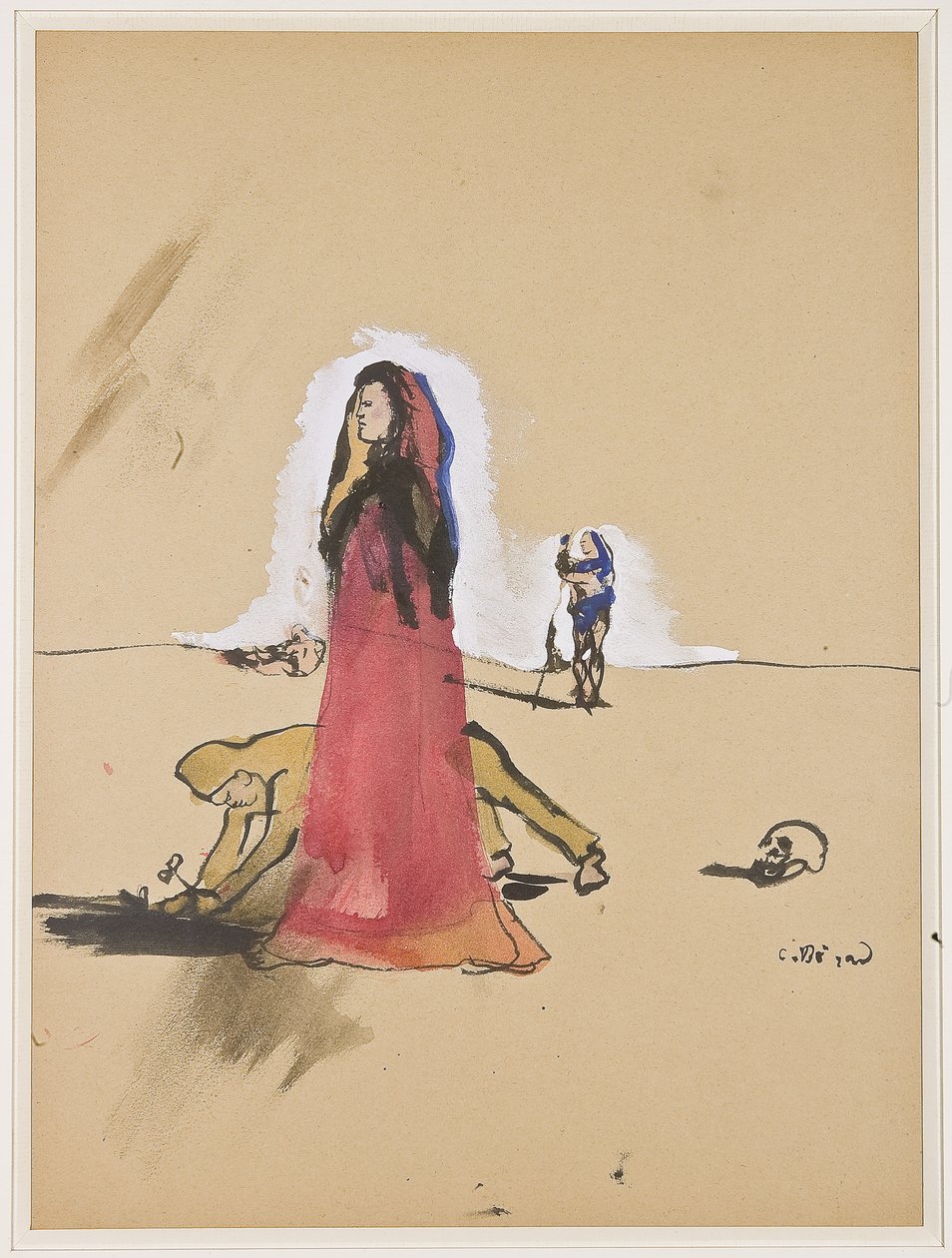 Cena com caracteres, c.1934 (gouache e tinta sobre papel) de Christian Bérard