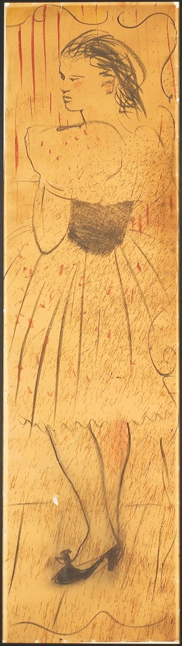 Tríptico (desenho de uma cena de namorados) (lápis sobre papel) (ver também 742028-29) de Christian Bérard