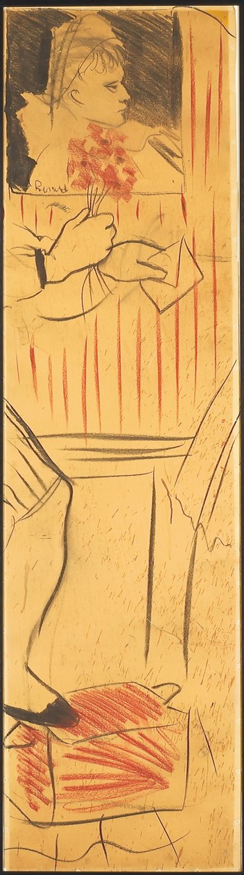 Tríptico (desenho de uma cena de namorados) (lápis sobre papel) (ver também 742028-30) de Christian Bérard