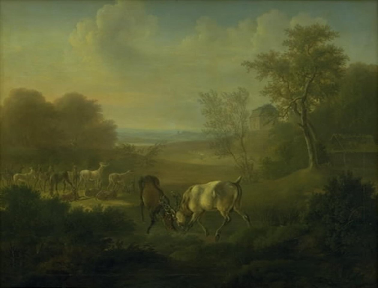 Veado no Deer Park, ao fundo The Hermitage de Christian David Gebauer