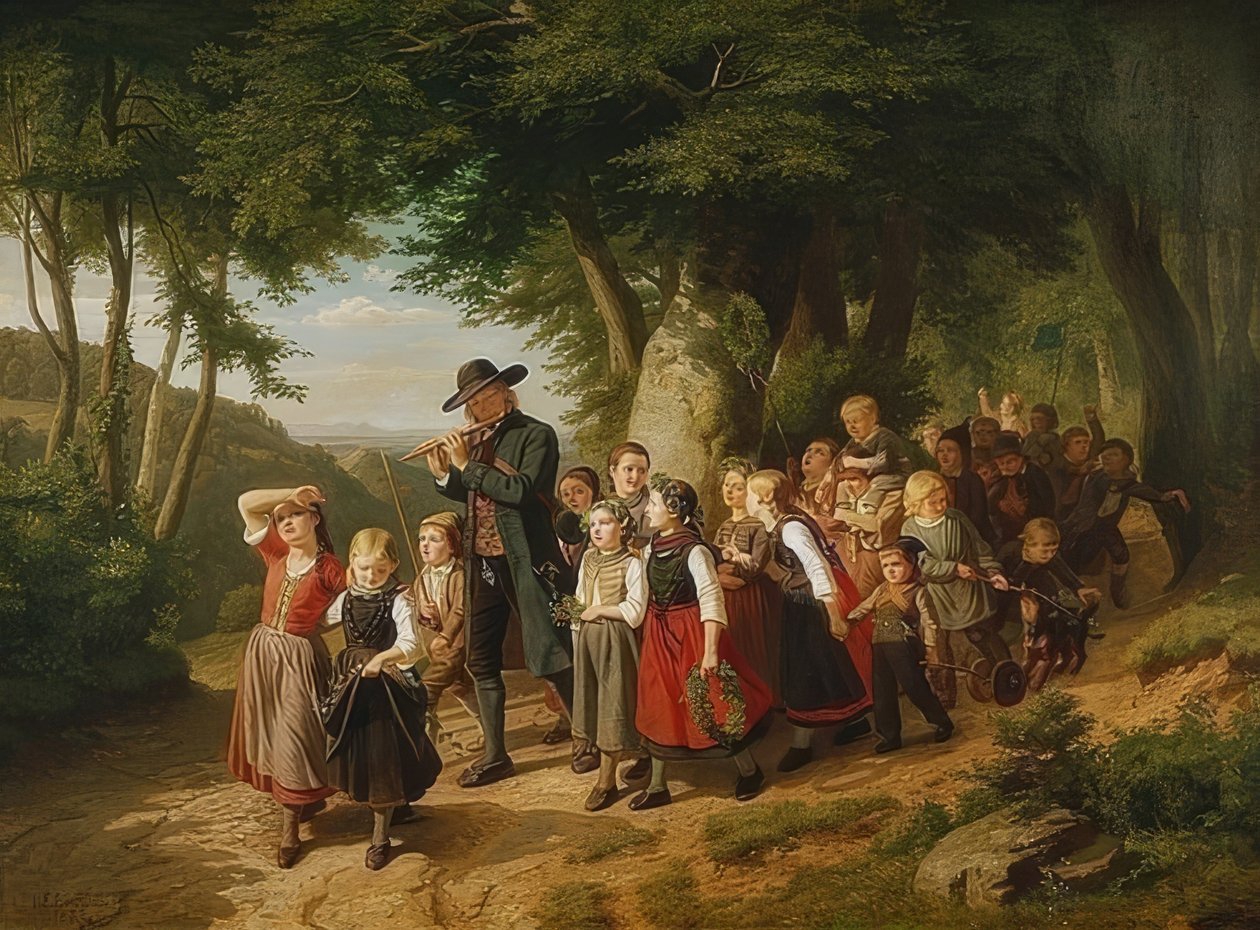 Chegando em casa da festa da escola. 1852 de Christian Eduard Boettcher