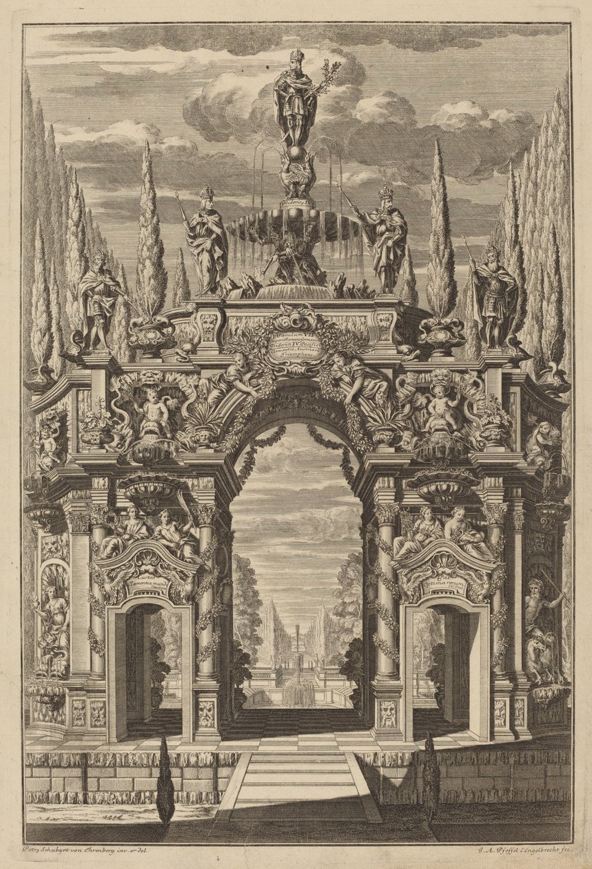 Arco do Triunfo para Friedrich IV de Christian Engelbrecht and Johann Andreas Pfeffel, after Peter Schubert von Ehrenberg