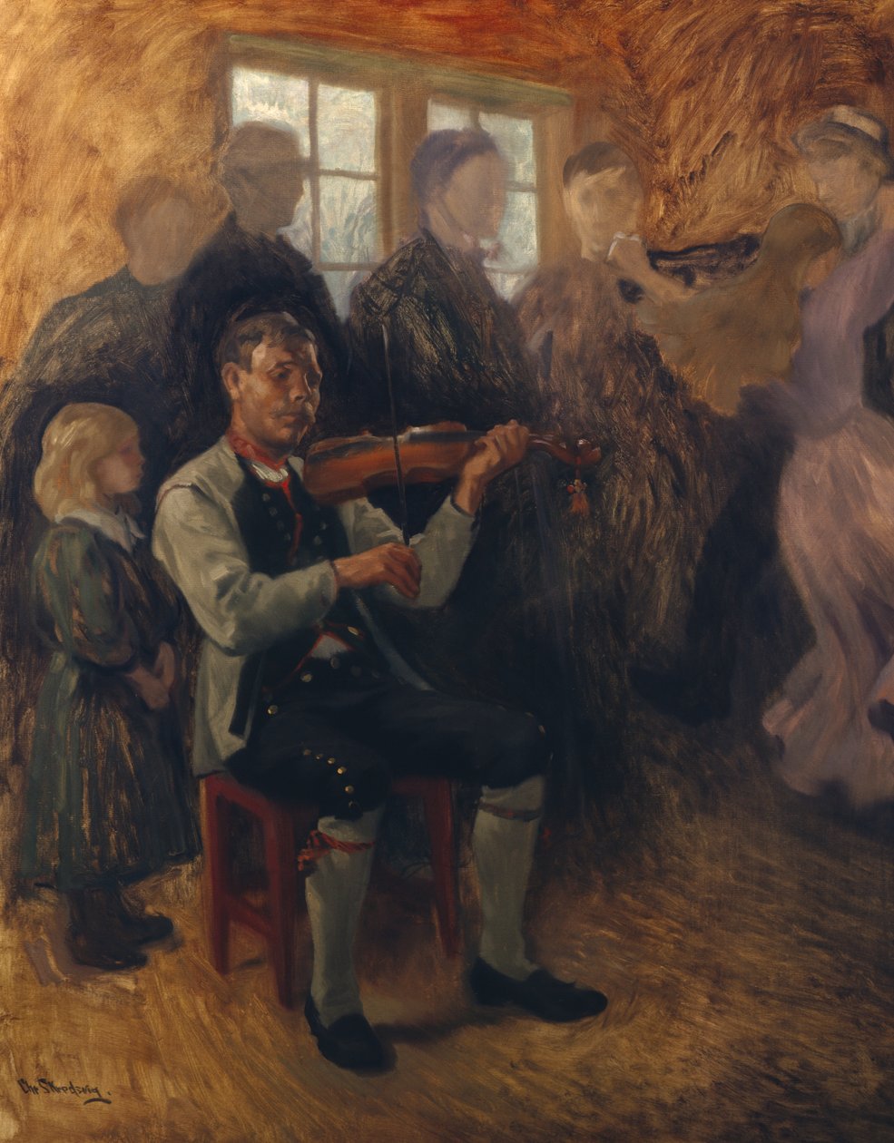 Um violinista Numedals (estudo) (óleo sobre tela) de Christian Eriksen Skredsvig