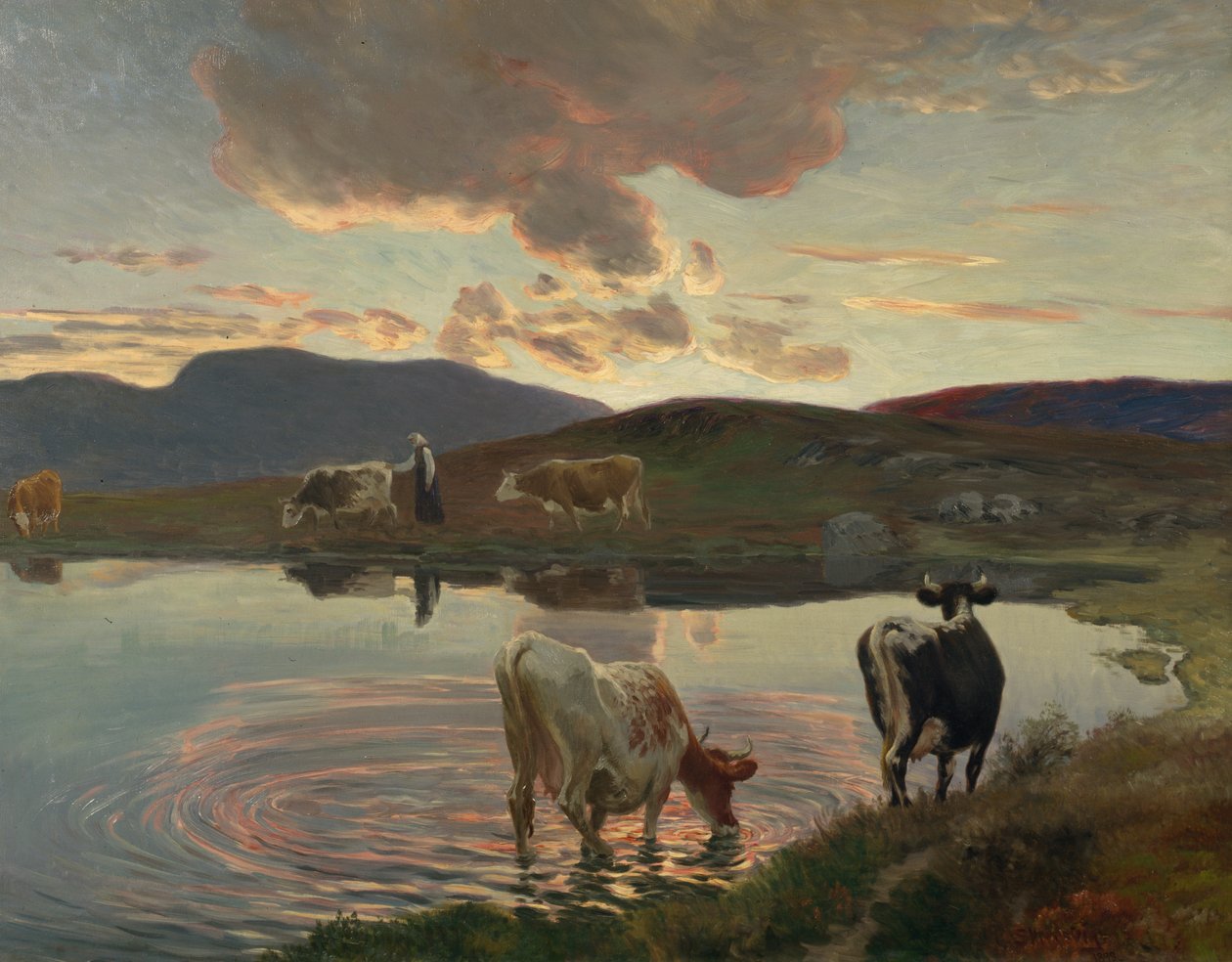 Depois do pôr-do-sol (óleo sobre tela) de Christian Eriksen Skredsvig