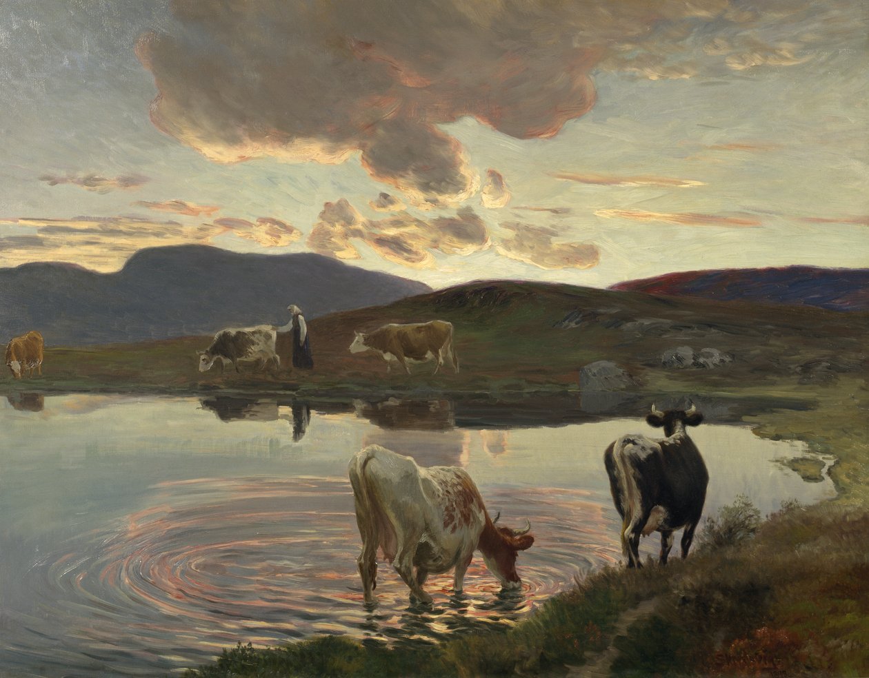 Após o pôr do sol (óleo sobre tela) de Christian Eriksen Skredsvig