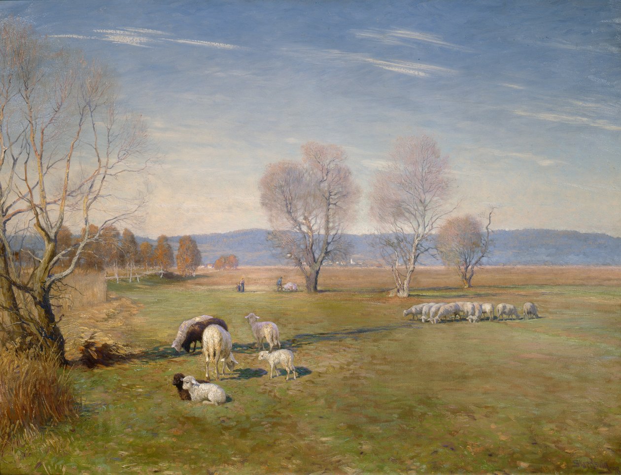 paisagem com ovelhas de Christian Eriksen Skredsvig