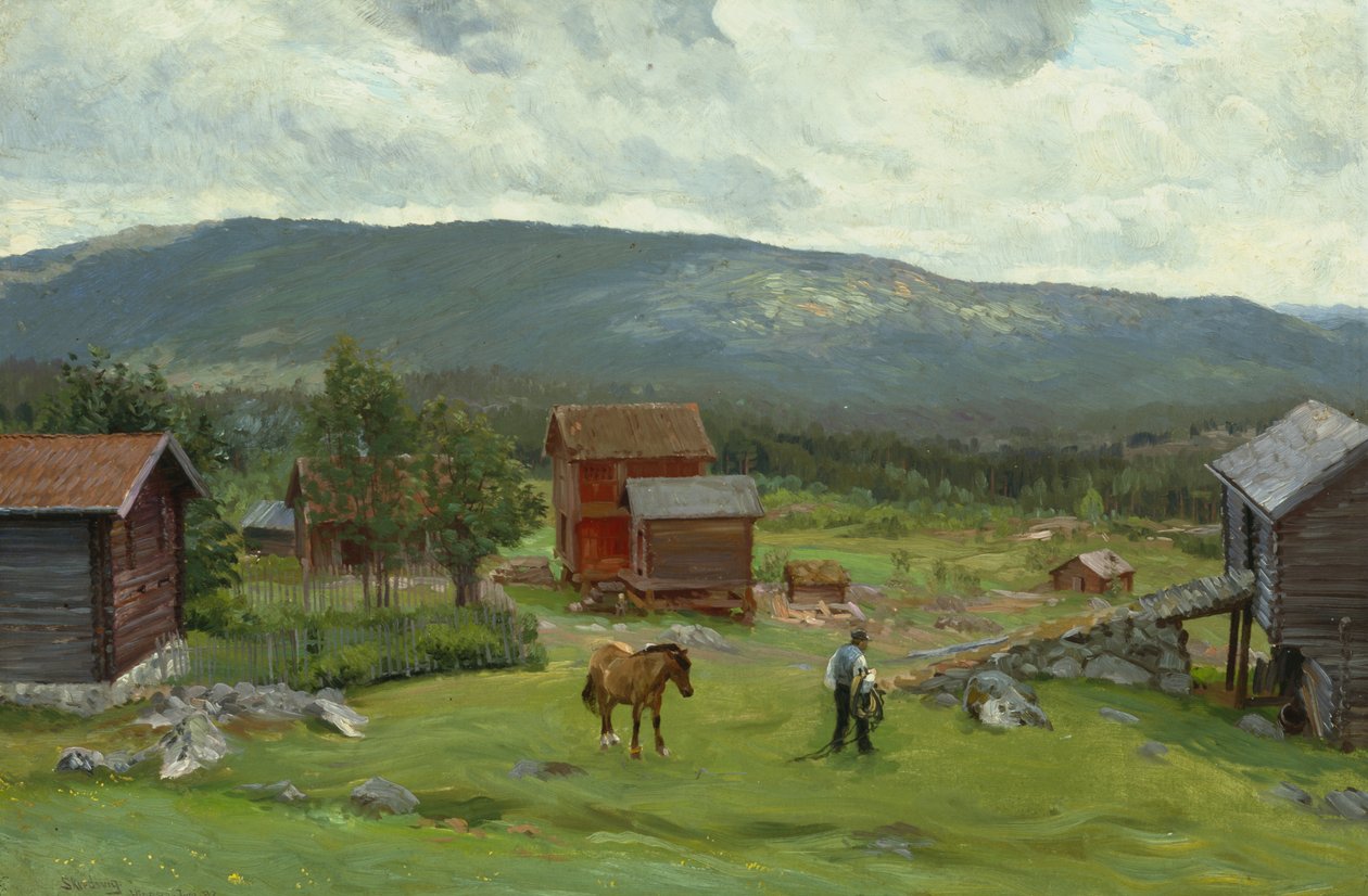 Homem na pastagem, Hiaasen, Junho de 1893 (óleo sobre tela) de Christian Eriksen Skredsvig