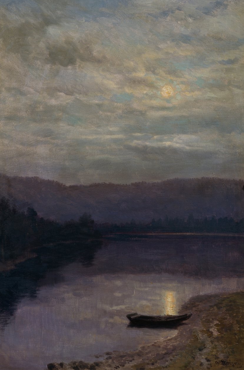 Elevação da Lua pela Solevatne (óleo sobre tela) de Christian Eriksen Skredsvig