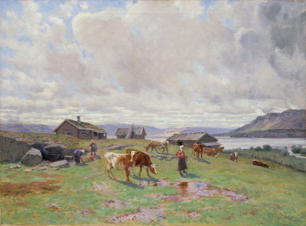 Atmosfera matinal em Holmvassbu (óleo sobre tela) de Christian Eriksen Skredsvig