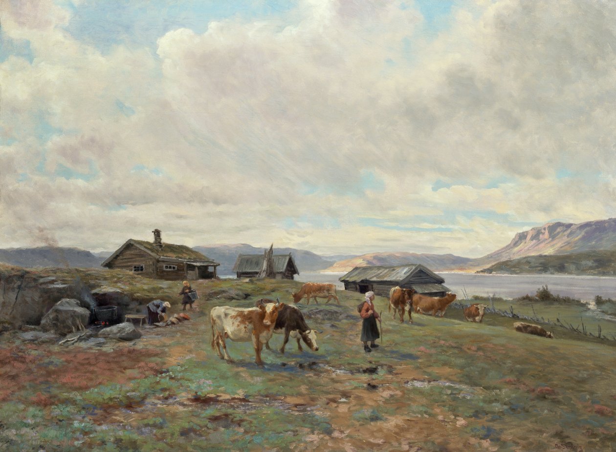 Atmosfera matinal em Holmvassbu de Christian Eriksen Skredsvig