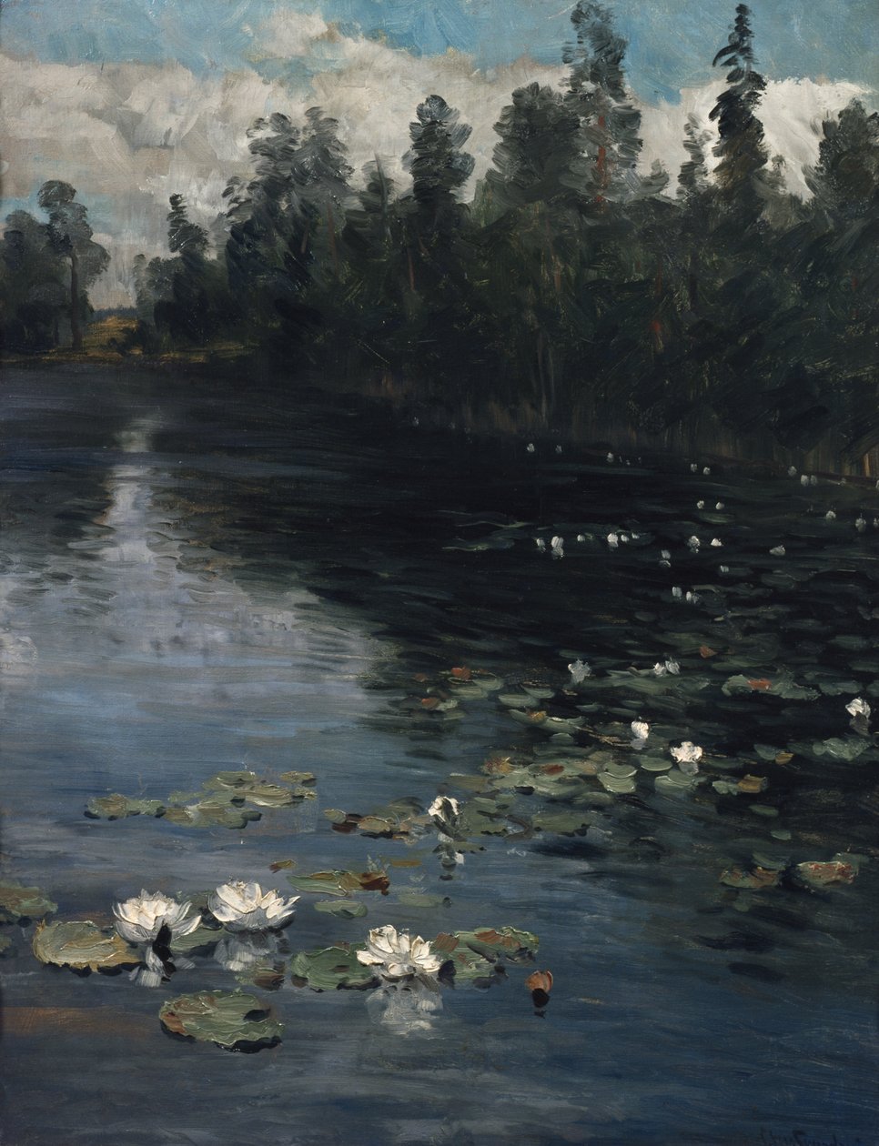 Lírios de água (óleo sobre tela) de Christian Eriksen Skredsvig